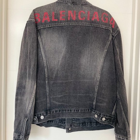 Balenciaga Black Like a Men oversized Denim Jacket Size 34 - Picture 2 of 2